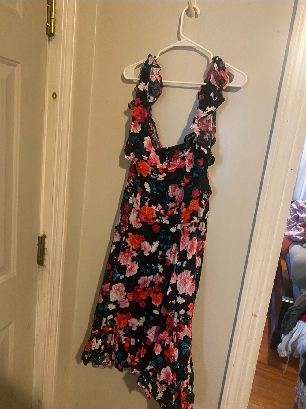 torrid Black Maxi Dress with Pink & Red Floral Print